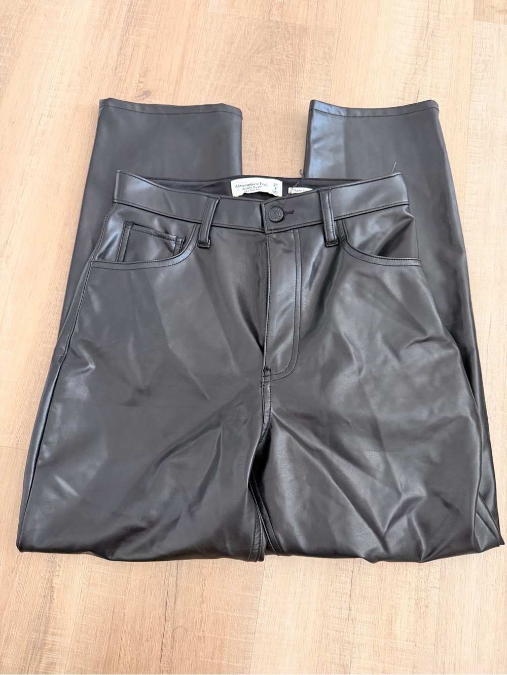 Abercrombie & Fitch Black Faux Leather Straight Jeans